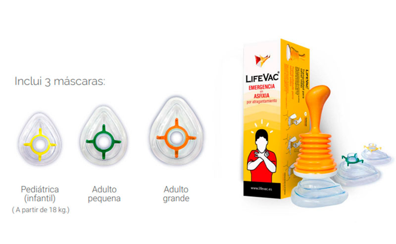 Dispositivo de sucção LifeVac com máscaras para adulto e criança
